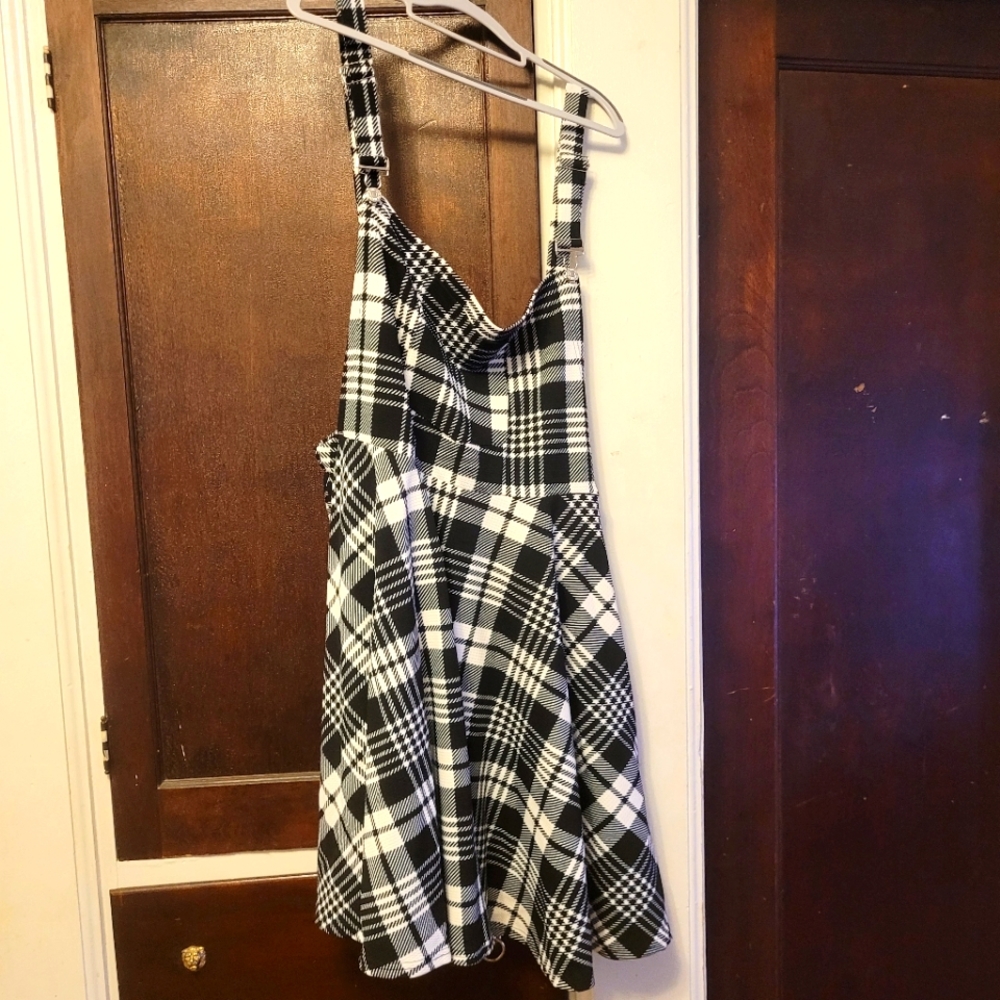 Plus size plaid overall dress NWOT